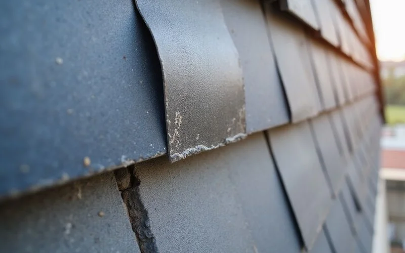 Close-up of failed facade sealant and delaminating ACP panel