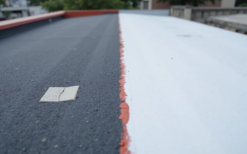 Single patched crack vs fully coated roof surface comparison